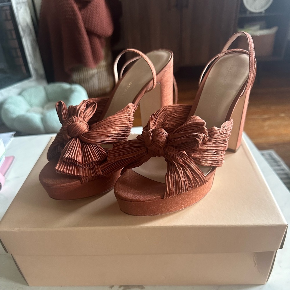 Loeffler Randall Natalia Platform Sandal in Terracotta Shantung